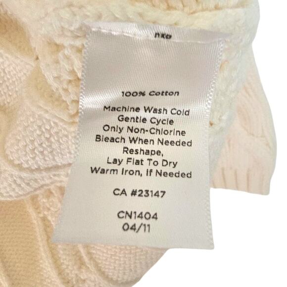Talbot's Cream White Cable Knit Cotton Pullover Sweater with 3/4 Sleeves - Picture 5 of 5
